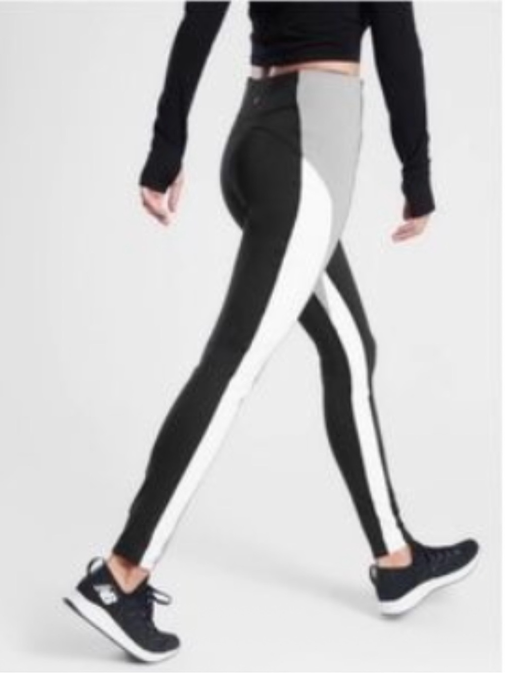 (EUC) Athleta Black,white and Gray Colorblock Tights